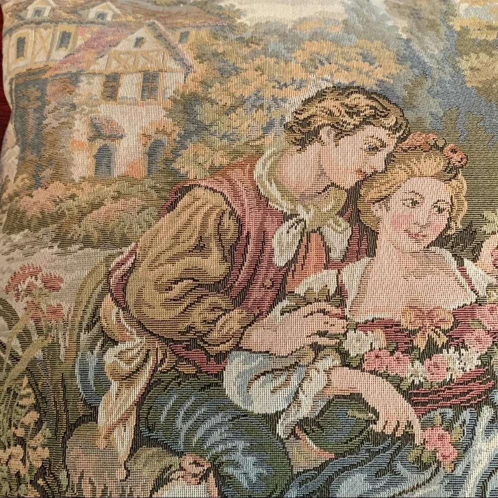 Vintage Italian tapestry decorative throw pillow